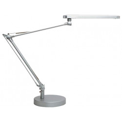 Lámpara de escritorio unilux mambo led 5,6w doble brazo articulado abs y aluminio en color gris.