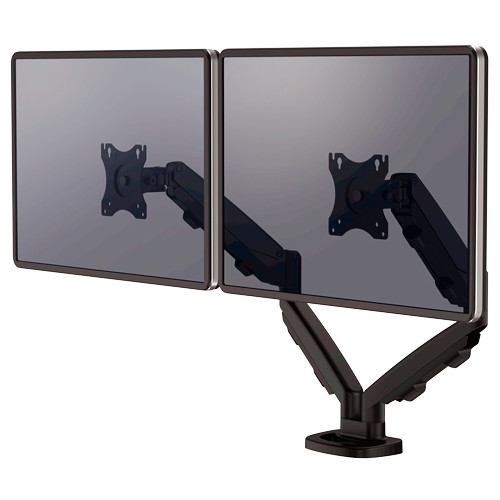 Brazo para monitor doble en horizontal fellowes eppa™, color negro.