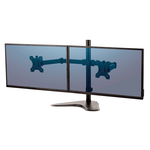 Soporte con peana para monitor doble en horizontal fellowes professional series, color negro.