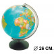 Esfera terrestre con cartografía política, sin luz replogle corallo diámetro de 26 cm. con base y meridiano.