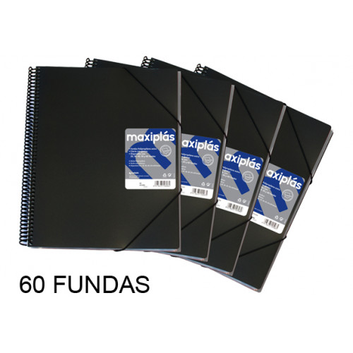 Carpeta con 60 fundas + sobre con cierre de velcro grafoplas maxiplás opaco din a4, negro