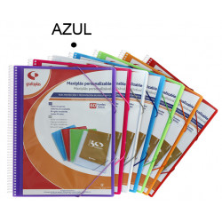 Carpeta con 20 fundas + sobre con cierre de velcro personalizable grafoplas maxiplás traslúcido din a4, azul