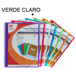 Carpeta con 20 fundas + sobre con cierre de velcro personalizable grafoplas maxiplás traslúcido din a4, verde claro