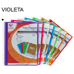 Carpeta con 20 fundas + sobre con cierre de velcro personalizable grafoplas maxiplás traslúcido din a4, violeta