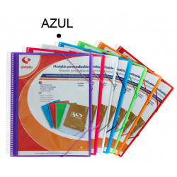 Carpeta con 50 fundas + sobre con cierre de velcro personalizable grafoplas maxiplás traslúcido din a4, azul