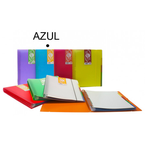 Carpeta con 30 fundas + 5 separadores extraíbles grafoplas in&out traslúcido din a4, azul