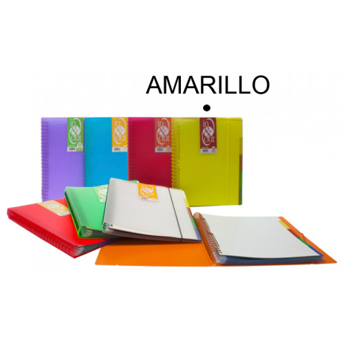 Carpeta con 40 fundas + 5 separadores extraíbles grafoplas in&out traslúcido din a4, amarillo