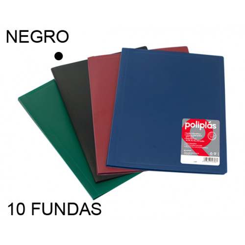 Carpeta con 10 fundas grafoplas polipás opaco din a4, negro