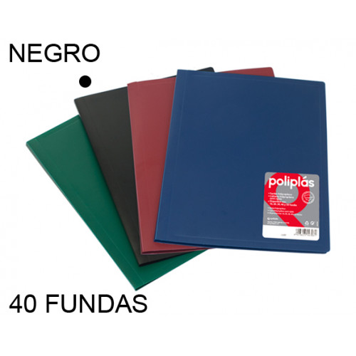 Carpeta con 40 fundas grafoplas polipás opaco din a4, negro