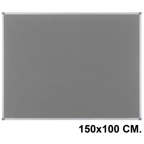 Tablero de fieltro con marco de aluminio nobo essence, 150x100 cm. gris