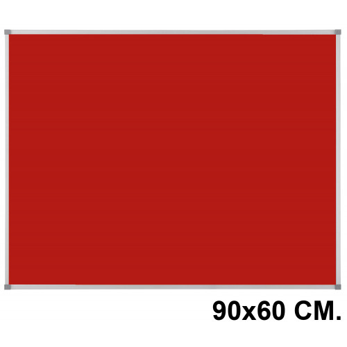 Tablero de fieltro con marco de aluminio nobo classic en formato 90x60 cm. color rojo.