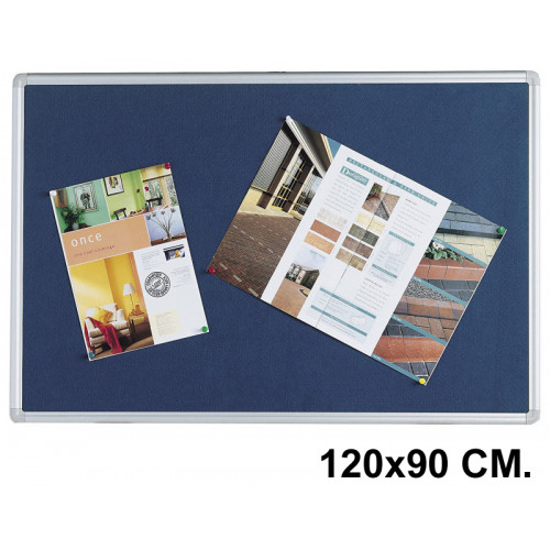 Tablero de fieltro con marco de aluminio q-connect, 120x90 cm. azul