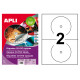 Etiqueta para cd/dvd con dorso opaco apli, Ø 117 mm. caja de 100 hojas din a4