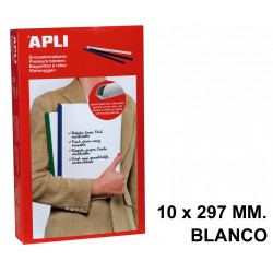 Encuadernador deslizante apli, 10x297 mm. blanco, caja de 50 uds.