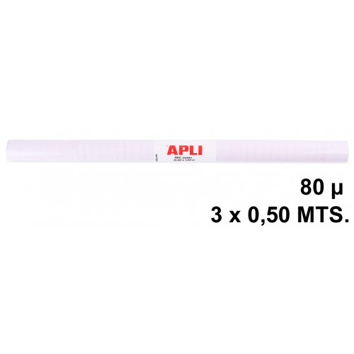 Forro de libros con adhesivo reposicionable apli, 80 µ, rollo de 3x0,5 mts.