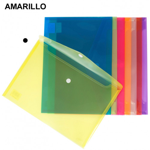 Sobre en polipropileno traslúcido con cierre de velcro grafoplas ecoplás folio, amarillo