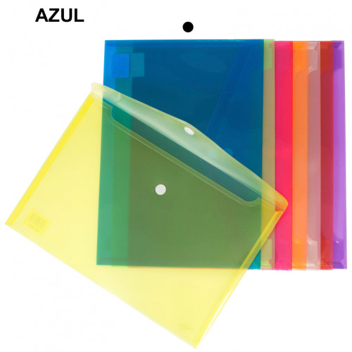 Sobre en polipropileno traslúcido con cierre de velcro grafoplas ecoplás folio, azul