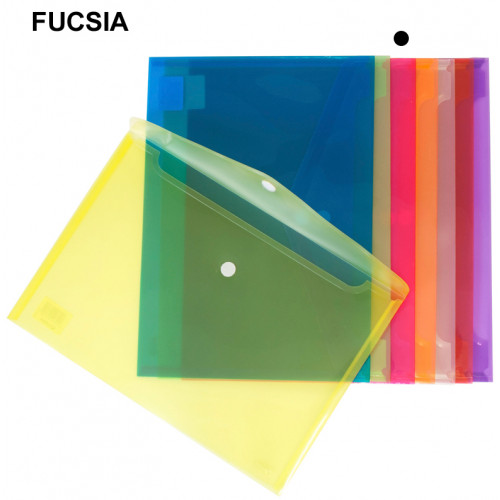 Sobre en polipropileno traslúcido con cierre de velcro grafoplas ecoplás folio, fucsia