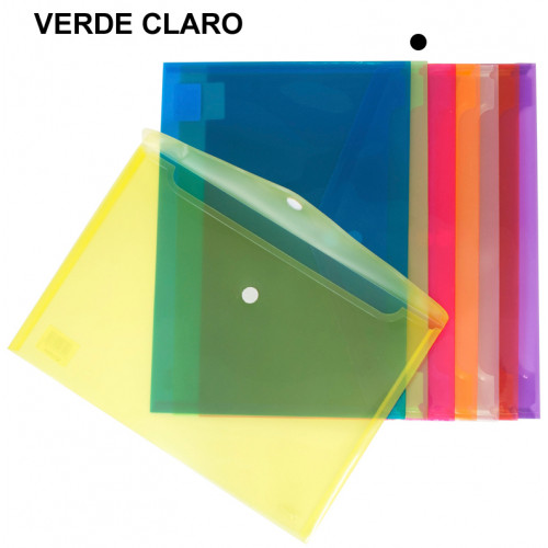Sobre en polipropileno traslúcido con cierre de velcro grafoplas ecoplás folio, verde claro