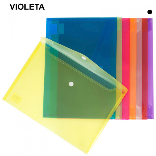 Sobre en polipropileno traslúcido con cierre de velcro grafoplas ecoplás folio, violeta