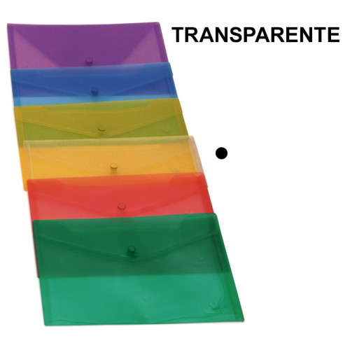 Sobre en polipropileno translúcido con cierre de broche grafoplas ecoplás en formato 1/4 color transparente.