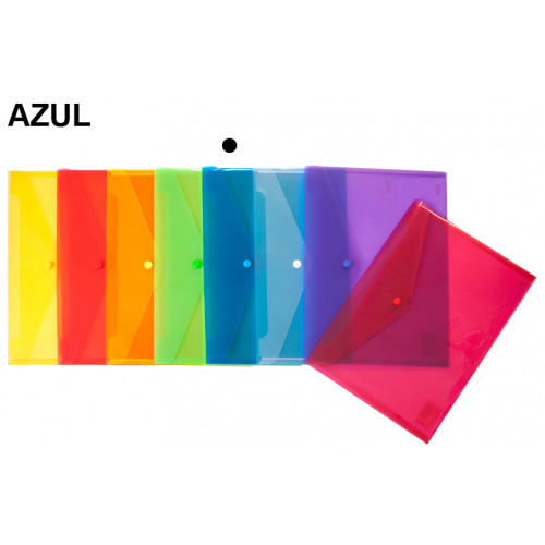 Sobre en polipropileno traslúcido con cierre de broche grafoplas ecoplás folio, azul