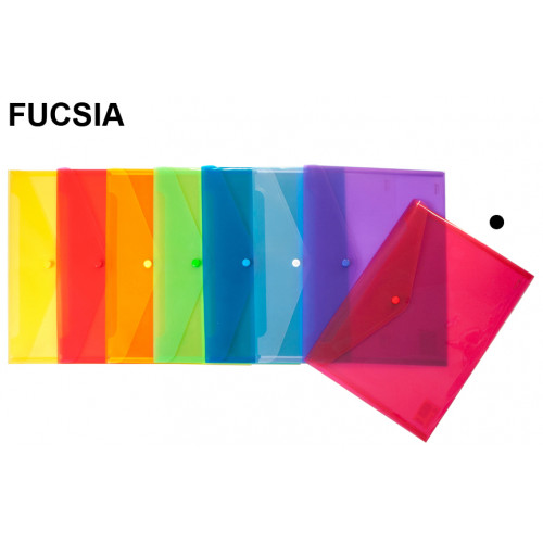 Sobre en polipropileno traslúcido con cierre de broche grafoplas ecoplás folio, fucsia