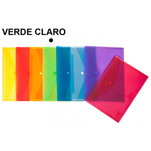 Sobre en polipropileno traslúcido con cierre de broche grafoplas ecoplás folio, verde claro