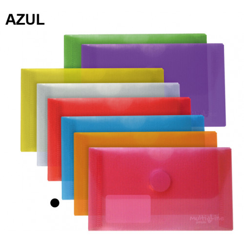 Sobre en polipropileno cristal con cierre de velcro grafoplas multiline tarjeta de visita, azul