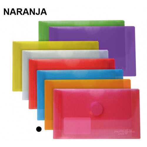 Sobre en polipropileno cristal con cierre de velcro grafoplas multiline tarjeta de visita, naranja