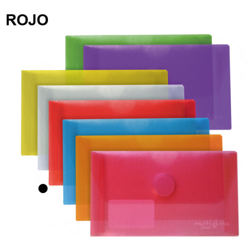 Sobre en polipropileno cristal con cierre de velcro grafoplas multiline tarjeta de visita, rojo