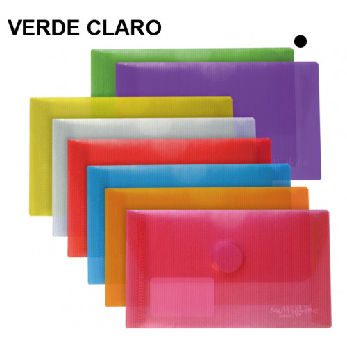 Sobre en polipropileno cristal con cierre de velcro grafoplas multiline tarjeta de visita, verde claro