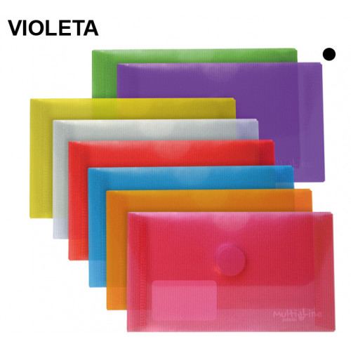 Sobre en polipropileno cristal con cierre de velcro grafoplas multiline tarjeta de visita, violeta