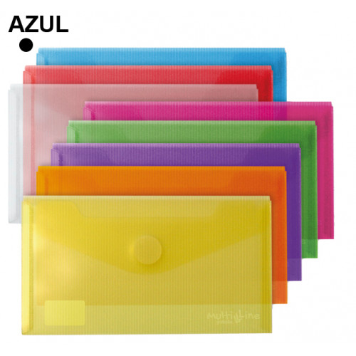 Sobre en polipropileno cristal con cierre de velcro grafoplas multiline recibo, azul