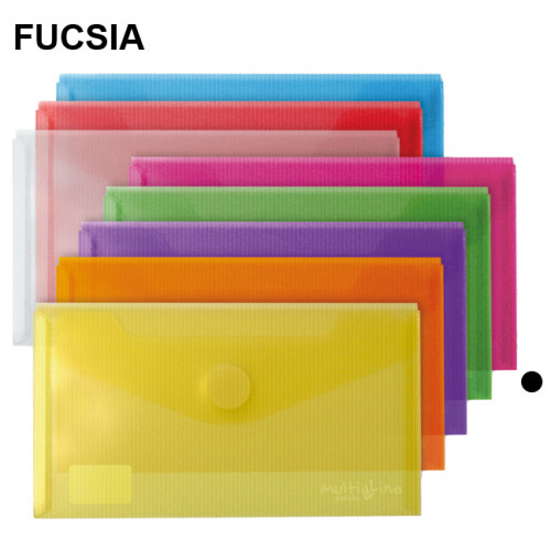 Sobre en polipropileno cristal con cierre de velcro grafoplas multiline recibo, fucsia