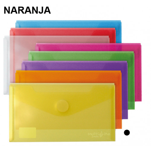 Sobre en polipropileno cristal con cierre de velcro grafoplas multiline recibo, naranja