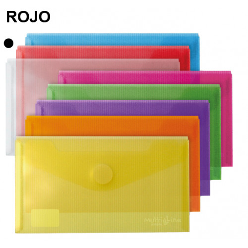 Sobre en polipropileno cristal con cierre de velcro grafoplas multiline recibo, rojo