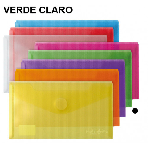 Sobre en polipropileno cristal con cierre de velcro grafoplas multiline recibo, verde claro