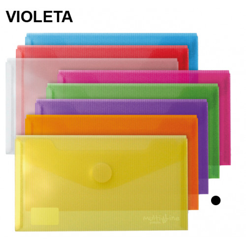Sobre en polipropileno cristal con cierre de velcro grafoplas multiline recibo, violeta
