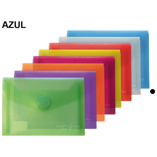 Sobre en polipropileno cristal con cierre de velcro grafoplas multiline din a6, azul