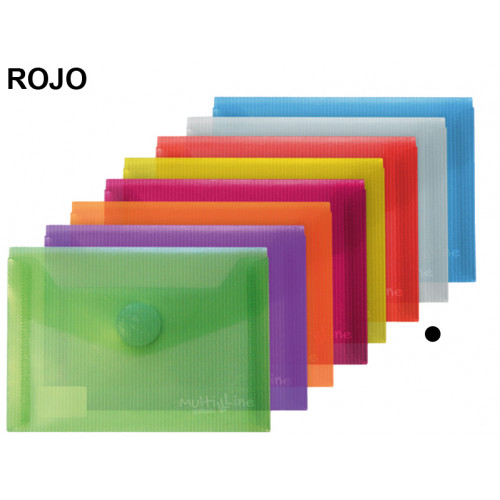 Sobre en polipropileno cristal con cierre de velcro grafoplas multiline din a6, rojo