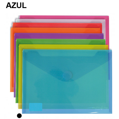 Sobre en polipropileno cristal con cierre de velcro grafoplas multiline din a5, azul
