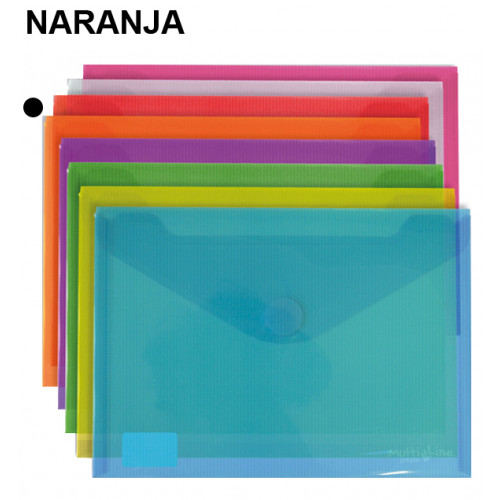 Sobre en polipropileno cristal con cierre de velcro grafoplas multiline din a5, naranja