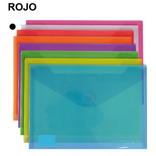 Sobre en polipropileno cristal con cierre de velcro grafoplas multiline din a5, rojo