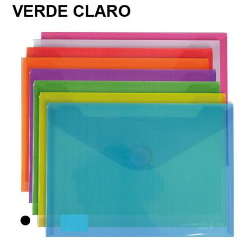 Sobre en polipropileno cristal con cierre de velcro grafoplas multiline din a5, verde claro