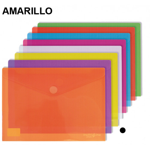 Sobre en polipropileno cristal con cierre de velcro grafoplas multiline folio+, amarillo