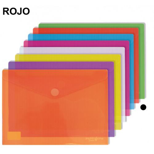 Sobre en polipropileno cristal con cierre de velcro grafoplas multiline folio+, rojo