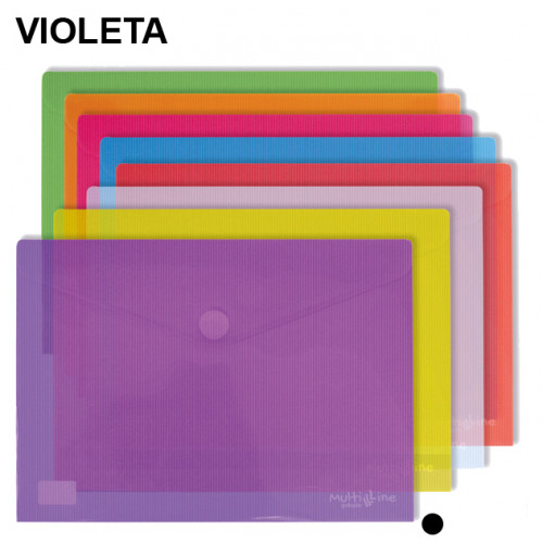 Sobre en polipropileno cristal con cierre de velcro grafoplas multiline din a3, violeta