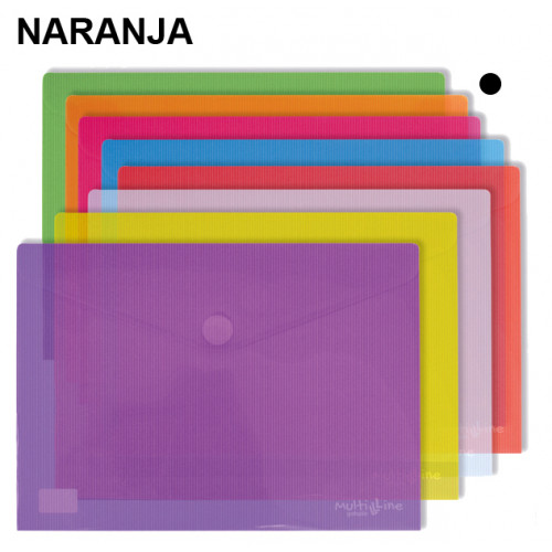 Sobre en polipropileno cristal con cierre de velcro grafoplas multiline din a3, naranja