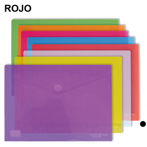 Sobre en polipropileno cristal con cierre de velcro grafoplas multiline din a3, rojo
